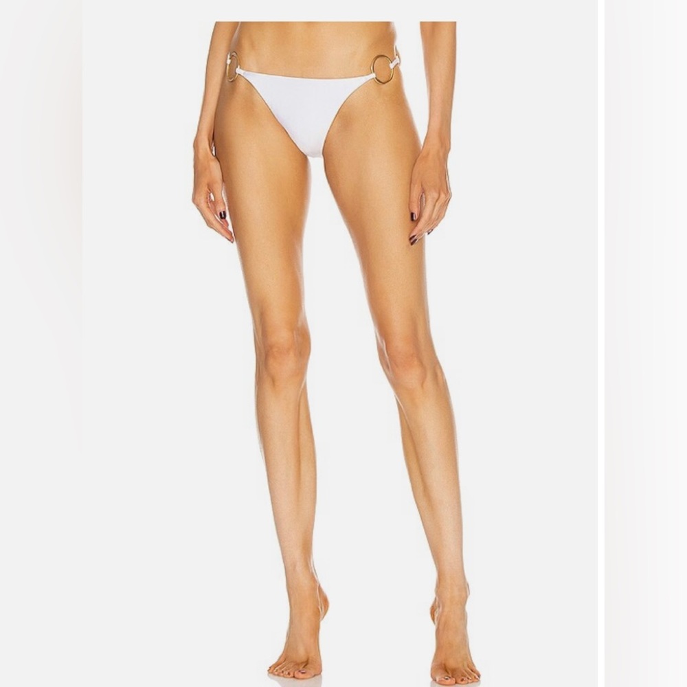 Cult gala Claudia white bikini bottom with gold rings XS